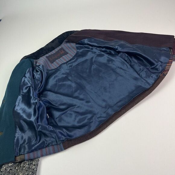 Vintage Cardamon Patchwork Wool Crop Jacket M Multicolor Cottagecore cabincore - Picture 9 of 10